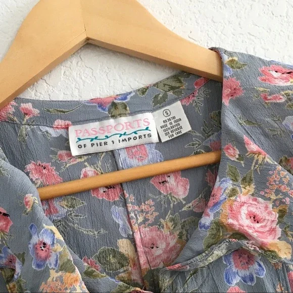 1990s pastel babydoll dress floral small blue pink - Picture 13 of 13